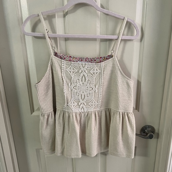 Anthropologie Peplum Embroidered Tank, Size Med - Picture 1 of 4